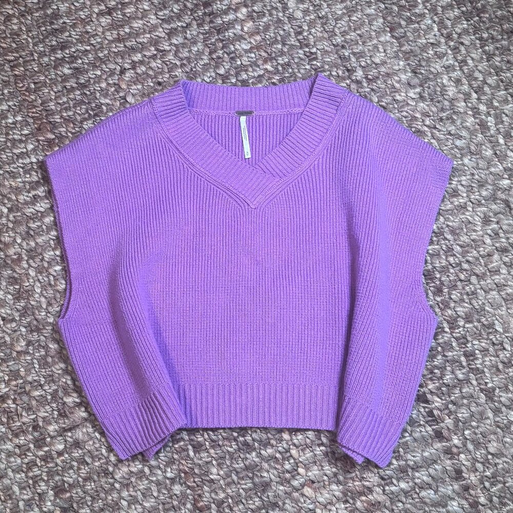 Free People Easy Street Sweater Vest- Berry- S